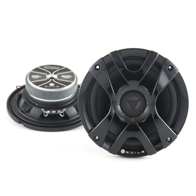 A black Exile SX65M 6.5" cabin speaker with a tweeter and mid bass driver, designed for marine/auto speaker systems.