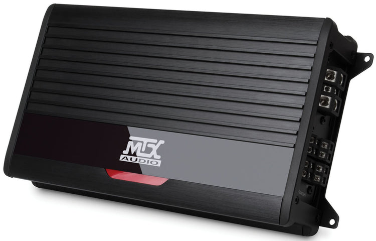 MTX THUNDER75.4 400 watt 4-channel Class A/B amplifier with compact chassis and extruded aluminum heat sink, available at Dry Dock Marine Lake Cowichan BC